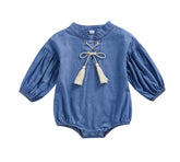 Trixie Denim Tassel Romper - Newborn to 18 months.